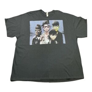 Gorillaz Band Graphic T-Shirt Mens Black Short Sleeve Crew Neck Tee 4XL